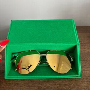 Bottega Veneta 59MM Aviator Sunglasses - Gold